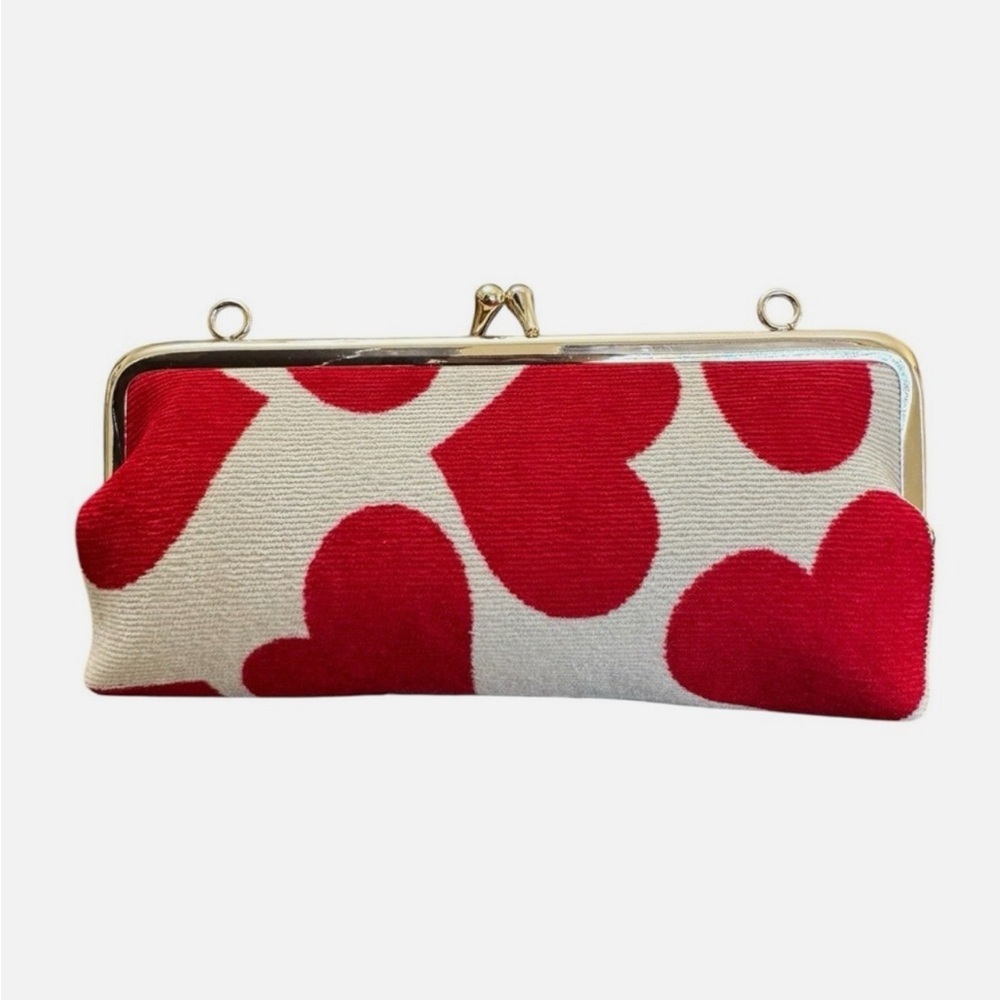 Miu Miu Red and Cream Heart Pattern Clutch New In… - image 5